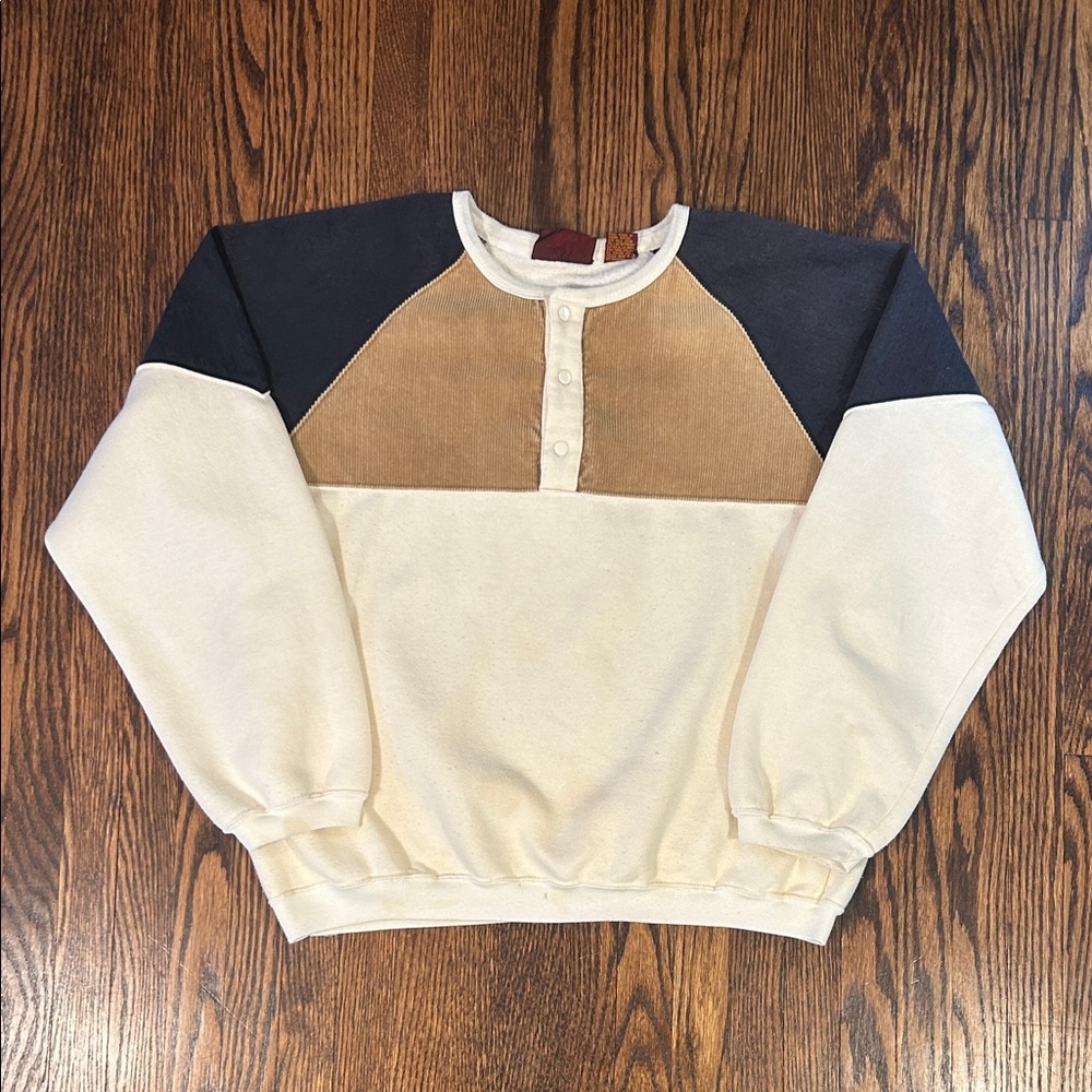 Vintage 80s Henley Style Sweatshirt